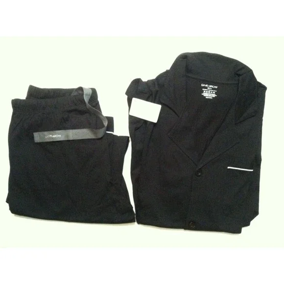 DAVID ARCHY MEN'S NEW BLACK 100%COTTON 2PC PAJAMA SET SIZE: L - Picture 5 of 16